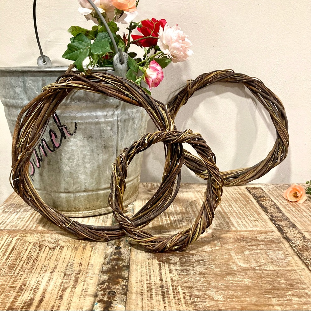 3 Small Willow Wreath Bases for Crafting Rustic Handmade